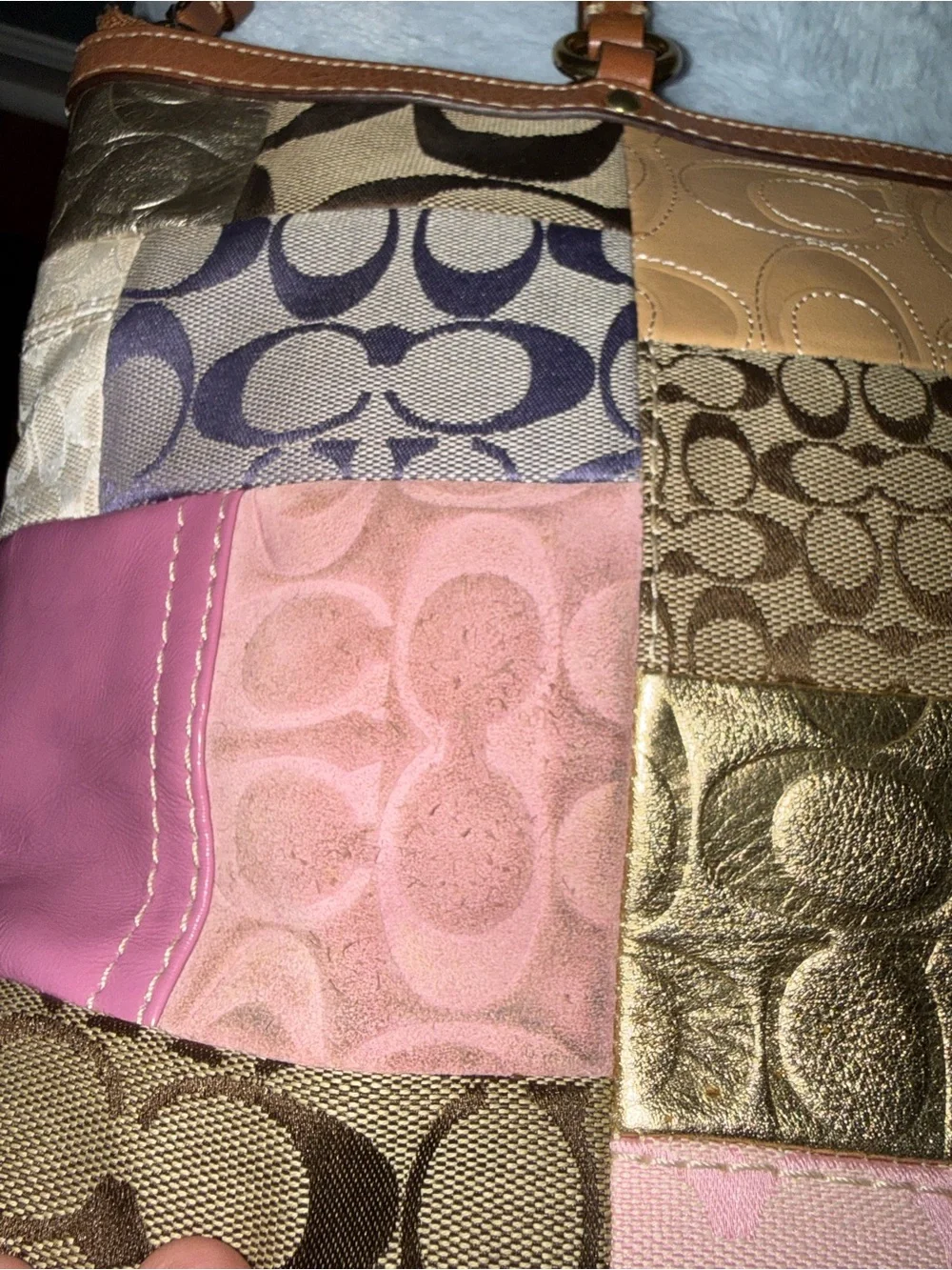 Pink coach patchwork tote